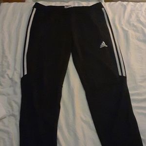 ADIDAS BLACK, WHITE STRIPED SWEATPANTS